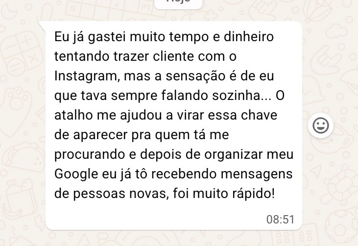 Depoimento 2 de aluna do Atalho pro Cliente Pronto