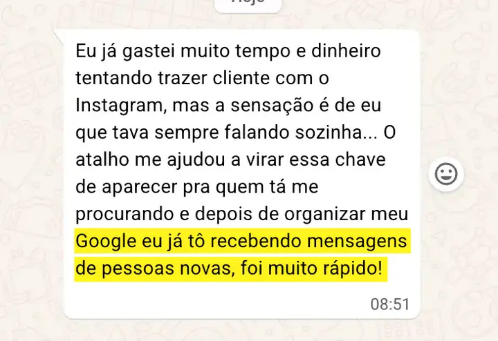 Depoimento 2 de aluna do Meu Negócio no Google