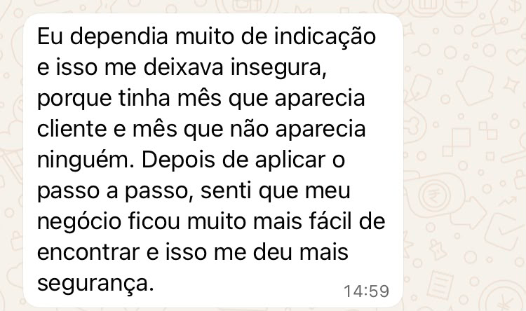Depoimento 3 de aluna do Atalho pro Cliente Pronto